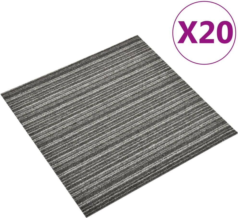 vidaXL Baldosa de suelo de moqueta 20 uds 5m² 50x50cm antracita rayada