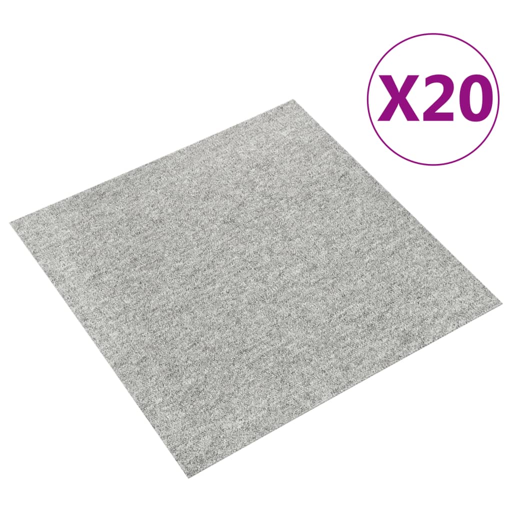 vidaXL Baldosas de suelo de moqueta 20 uds 5 m² 50x50 cm gris claro