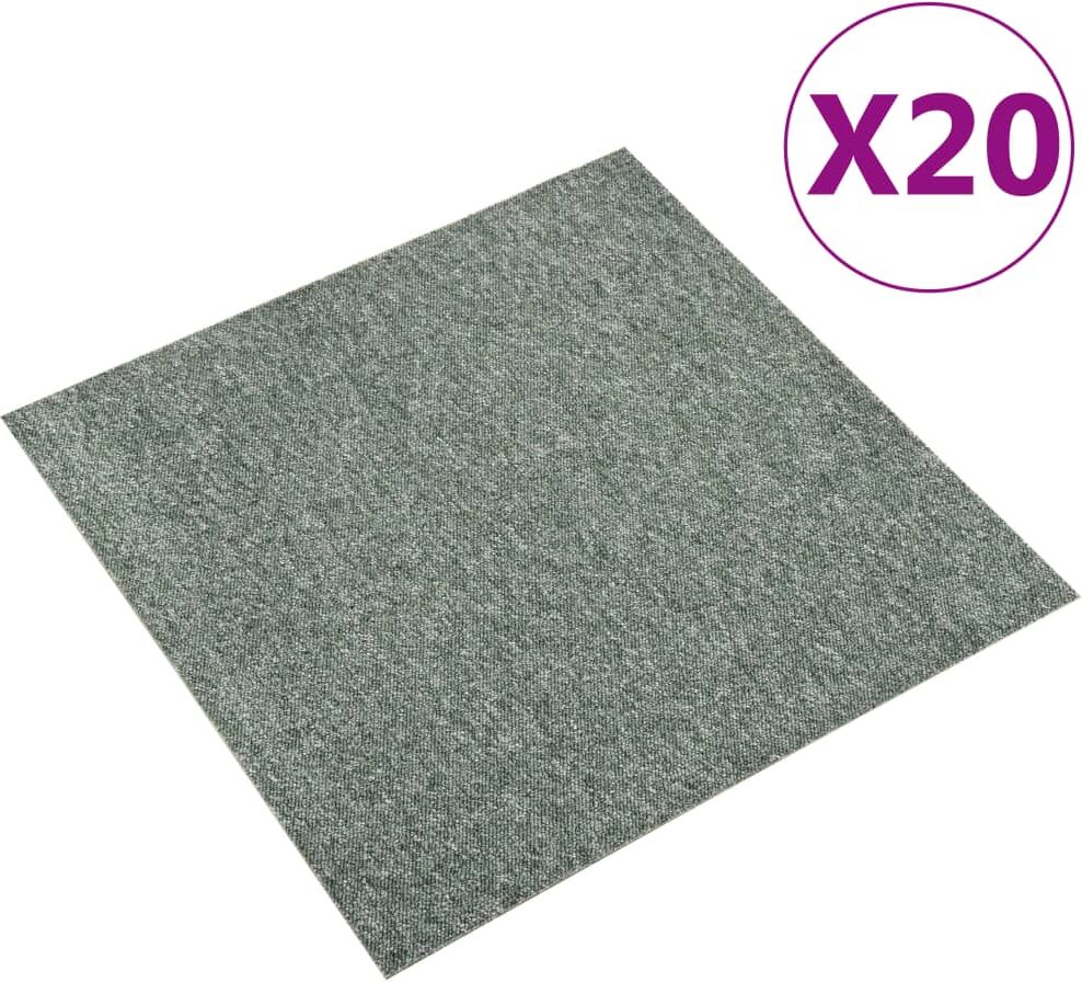 vidaXL Baldosas de suelo de moqueta 20 uds 5 m² 50x50 cm verde