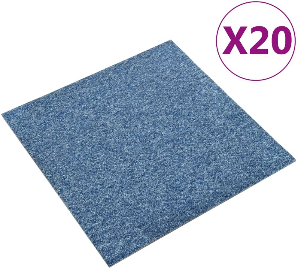 vidaXL Baldosas de suelo de moqueta 20 uds 5 m² 50x50 cm azul