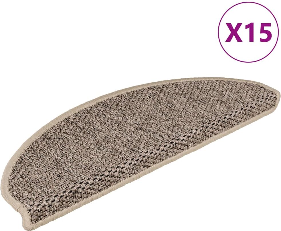 vidaXL Alfombrilla autoadhesiva escalera sisal 15 uds beige 65x21x4 cm