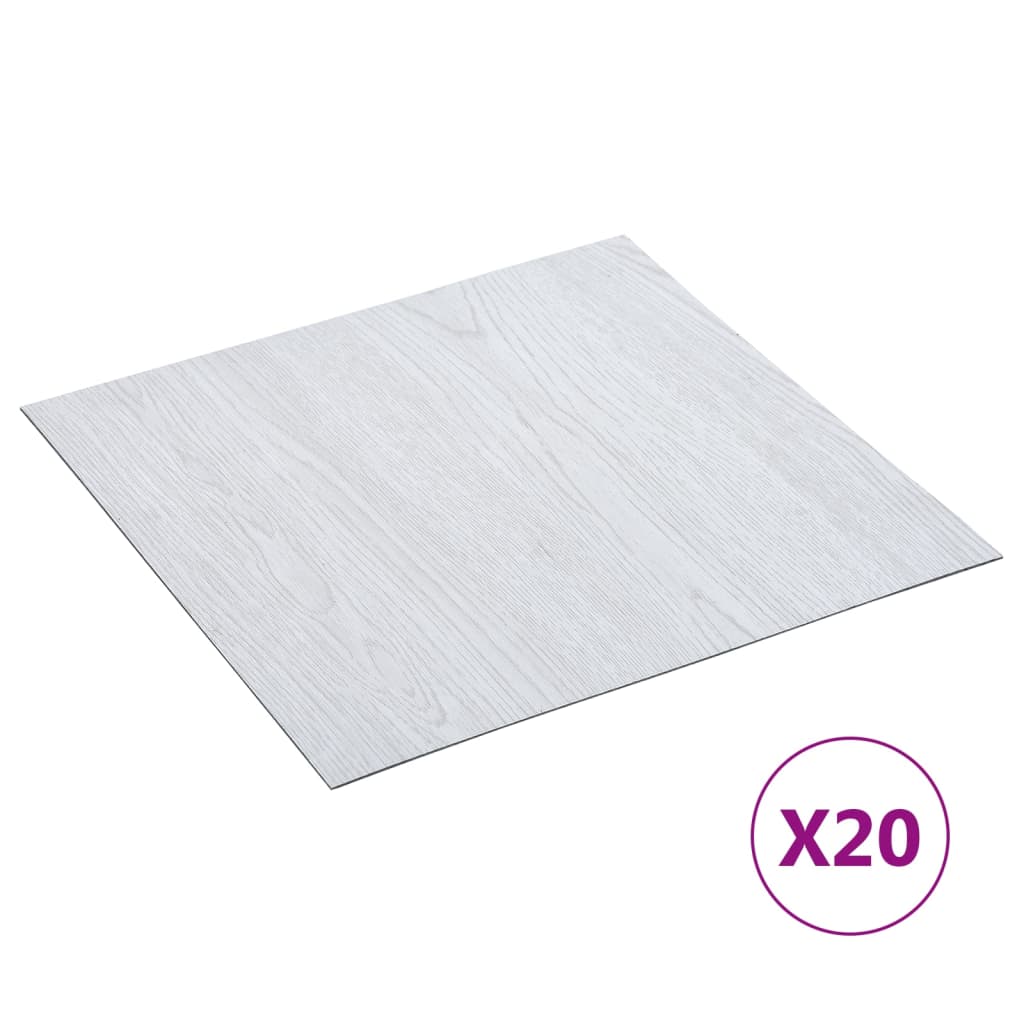 vidaXL Tarimas autoadhesivas 20 piezas PVC 1,86 m² blanco