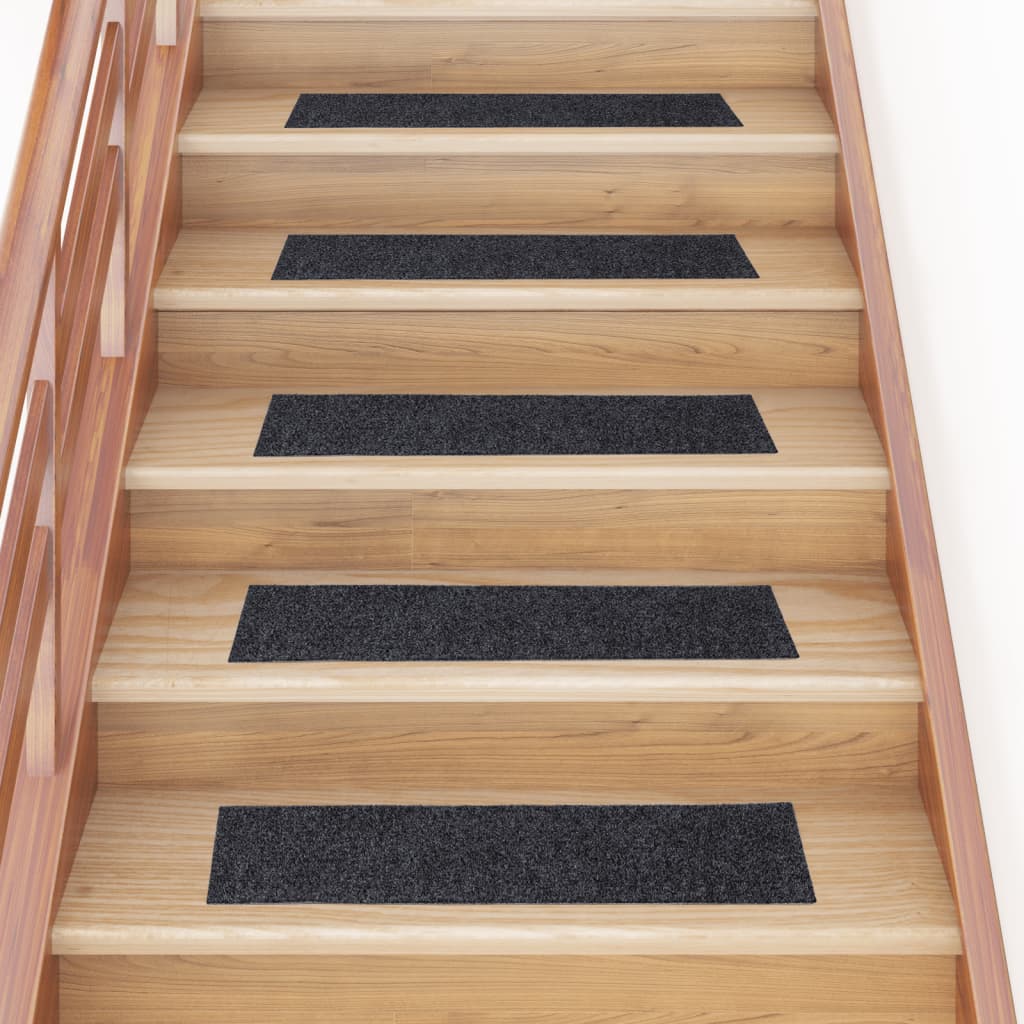 vidaXL Alfombrilla autoadhesiva escalera 15 uds gris 76x20 cm