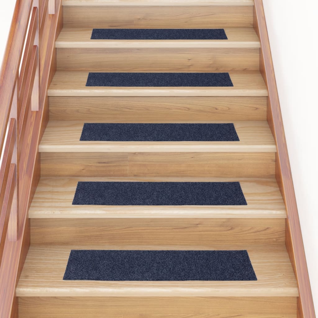 vidaXL Alfombrilla autoadhesiva escalera 15 uds gris azul 76x20 cm