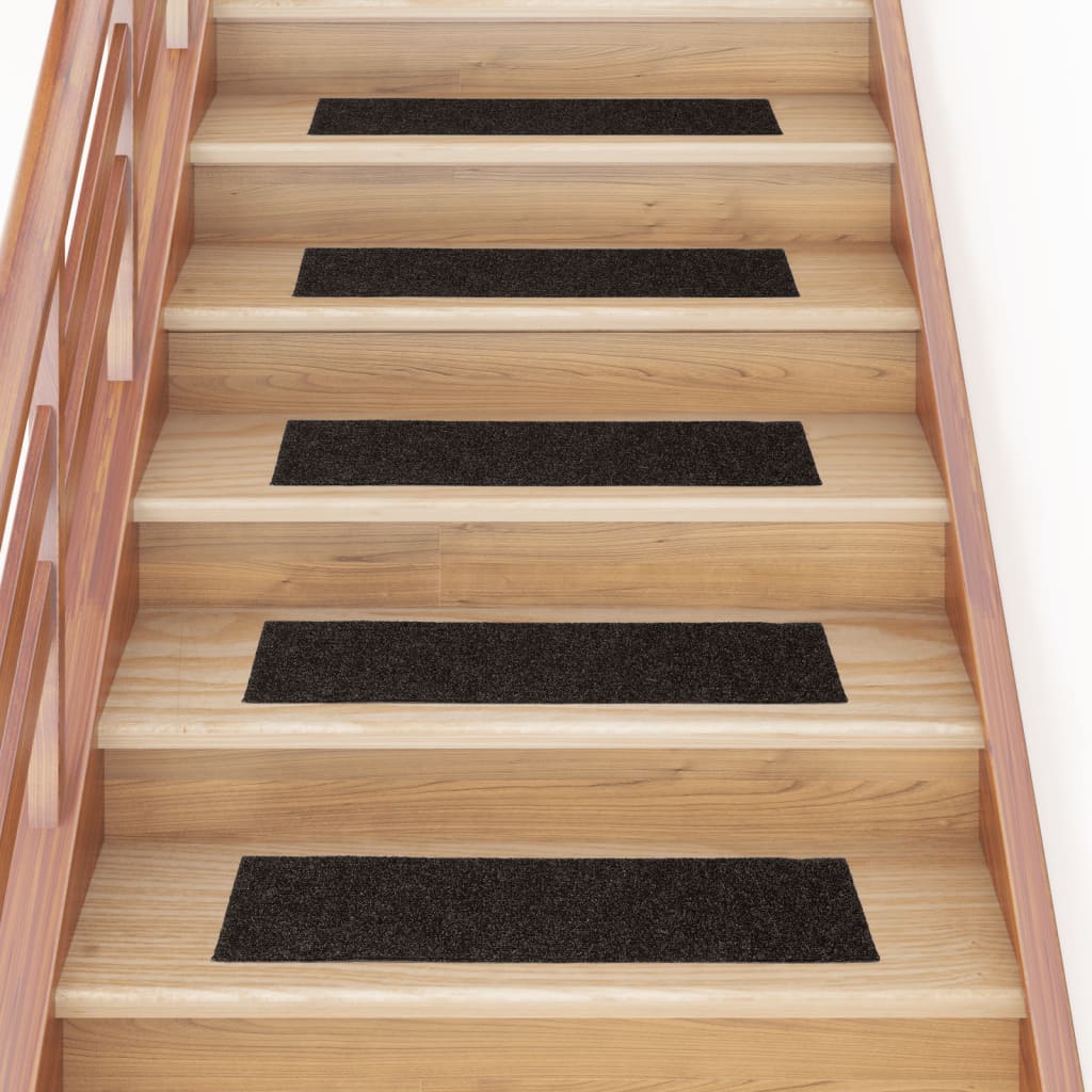 vidaXL Alfombrilla autoadhesiva escalera 15 uds marrón 76x20 cm