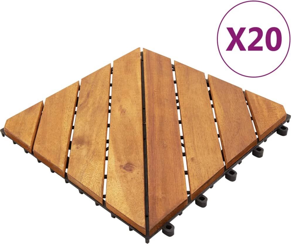 vidaXL Baldosas de porche de madera de acacia 20 pzas marrón 30x30 cm