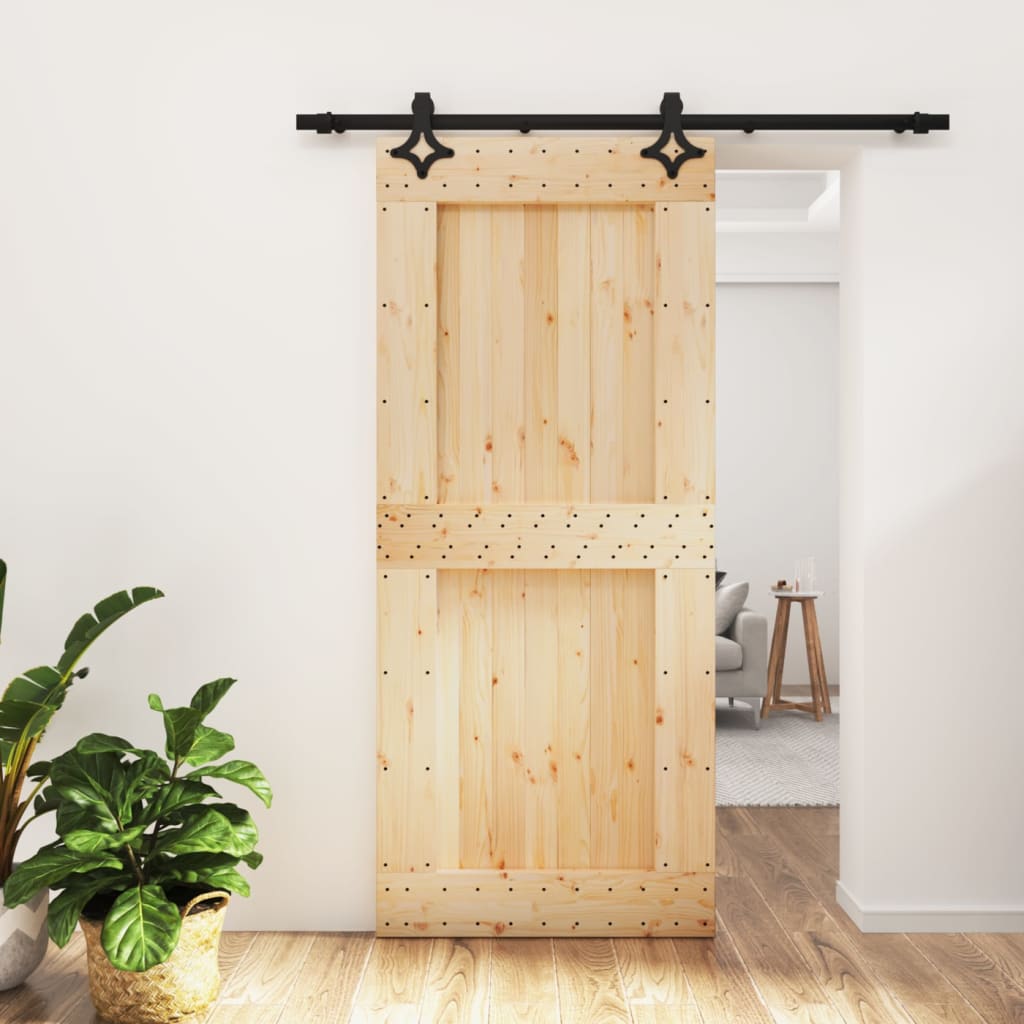 vidaXL Puerta corredera con herrajes madera maciza de pino 90x210 cm