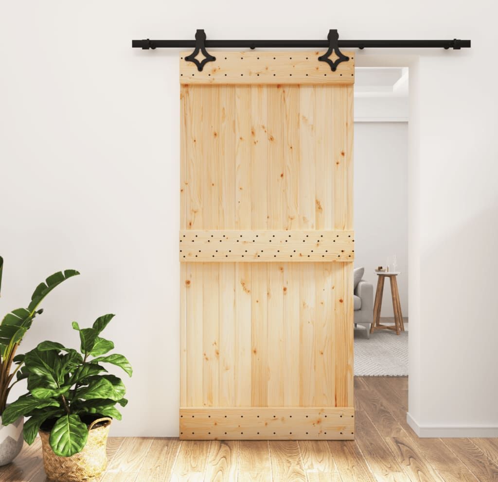 vidaXL Puerta corredera con herrajes madera maciza de pino 95x210 cm