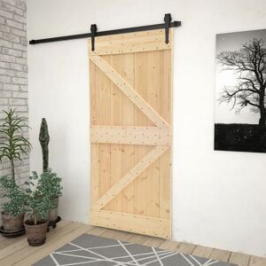 vidaXL Puerta corredera con herrajes madera maciza de pino 90x210 cm