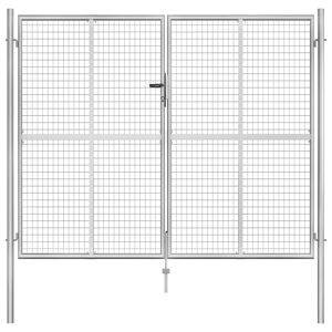 vidaXL Puerta de jardín de acero galvanizado plateado 306x250 cm