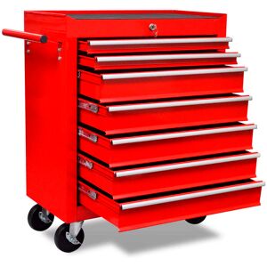 vidaXL Carrito caja de herramientas 7 cajones rojo