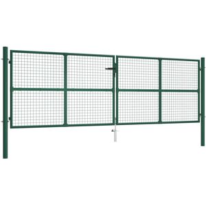 vidaXL Puerta de malla para jardín de acero verde 400x125 cm