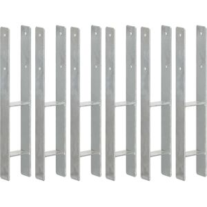 vidaXL Anclajes de valla 6 uds acero galvanizado plateado 9x6x60 cm