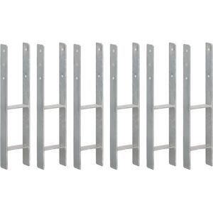 vidaXL Anclajes de valla 6 uds acero galvanizado plateado 12x6x60 cm