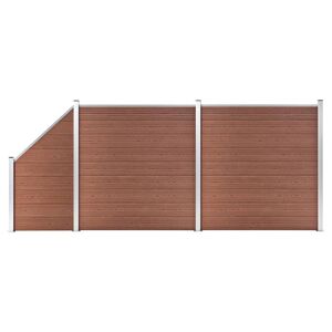 vidaXL Set de valla 2 cuadradas + 1 oblicua WPC marrón 446x186 cm