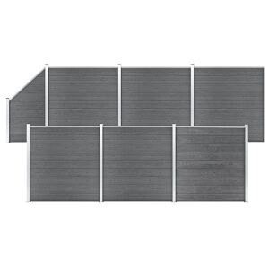 vidaXL Set de valla 6 cuadradas + 1 oblicua WPC gris 1138x186 cm