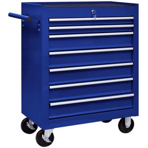 vidaXL Carrito caja de herramientas 7 cajones azul