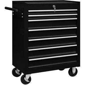 vidaXL Carrito caja de herramientas 7 cajones negro