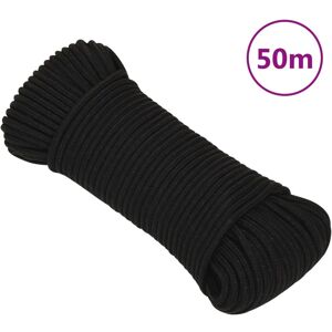 vidaXL Cuerda de trabajo poliéster negro 3 mm 50 m