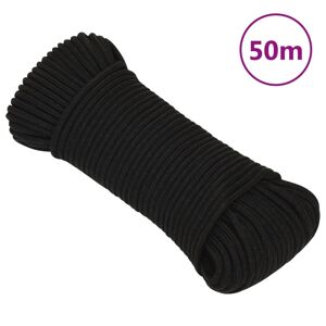 vidaXL Cuerda de trabajo poliéster negro 4 mm 50 m