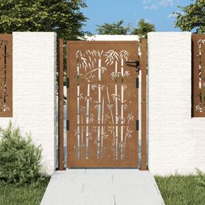 vidaXL Puerta de jardín acero corten diseño bambú 105x155 cm
