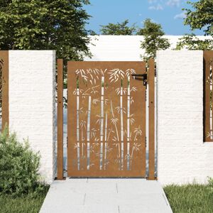 vidaXL Puerta de jardín acero corten diseño bambú 105x155 cm