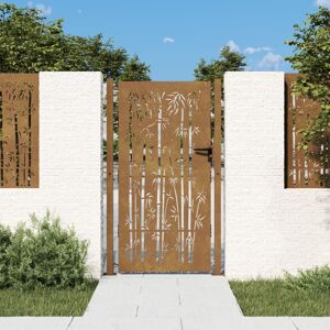 vidaXL Puerta de jardín acero corten diseño bambú 105x180 cm