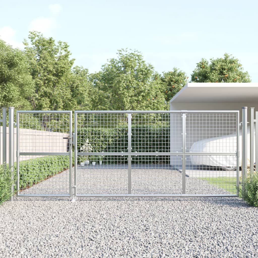 vidaXL Puerta de malla de jardín acero galvanizado plateado 350x175cm