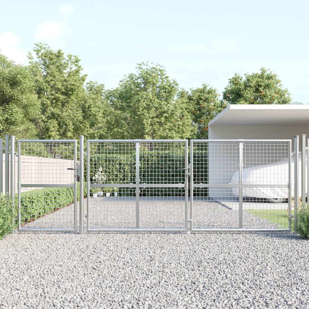 vidaXL Puerta de malla de jardín acero galvanizado plateado 400x175cm
