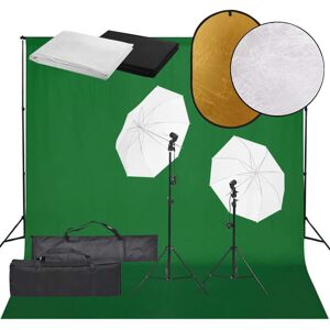 vidaXL Kit de estudio fotográfico con set de luces, fondo y reflector