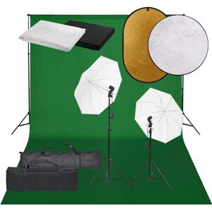 vidaXL Kit de estudio fotográfico con set de luces, fondo y reflector