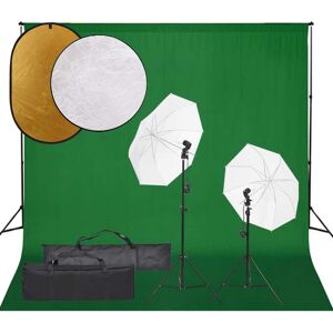 vidaXL Kit de estudio fotográfico con set de luces, fondo y reflector