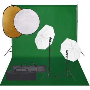 vidaXL Kit de estudio fotográfico con set de luces, fondo y reflector