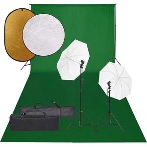 vidaXL Kit de estudio fotográfico con set de luces, fondo y reflector