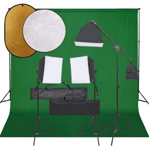 vidaXL Kit de estudio fotográfico con set de luces, fondo y reflector