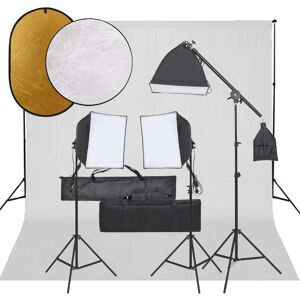 vidaXL Kit de estudio fotográfico con set de luces, fondo y reflector