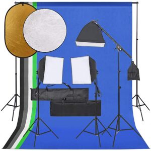 vidaXL Kit de estudio fotográfico con set de luces, fondo y reflector