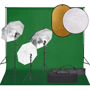 vidaXL Kit de estudio fotográfico con set de luces, fondo y reflector