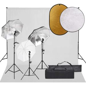 vidaXL Kit de estudio fotográfico con set de luces, fondo y reflector