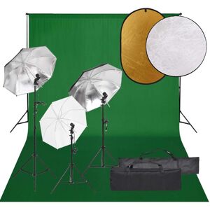 vidaXL Kit de estudio fotográfico con set de luces, fondo y reflector