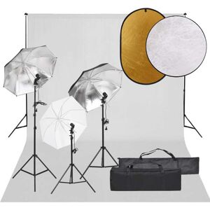 vidaXL Kit de estudio fotográfico con set de luces, fondo y reflector