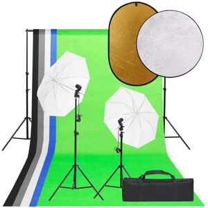 vidaXL Kit de estudio fotográfico con set de luces, fondo y reflector