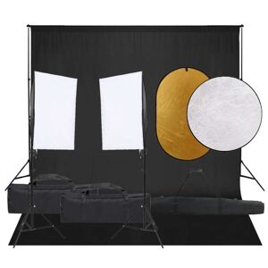 vidaXL Kit de estudio fotográfico con set de luces, fondo y reflector