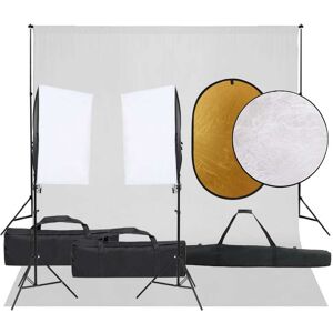 vidaXL Kit de estudio fotográfico con set de luces, fondo y reflector