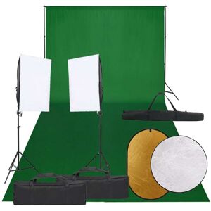 vidaXL Kit de estudio fotográfico con set de luces, fondo y reflector