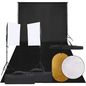 vidaXL Kit de estudio fotográfico con set de luces, fondo y reflector