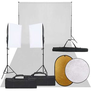 vidaXL Kit de estudio fotográfico con set de luces, fondo y reflector