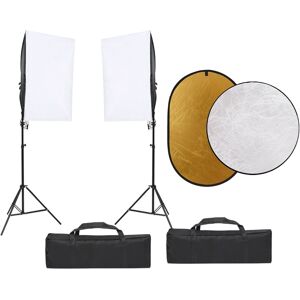 vidaXL Kit de estudio fotográfico con set de luces y reflector