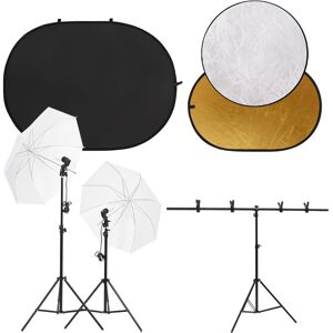 vidaXL Kit de estudio fotográfico con luces, fondo y reflector