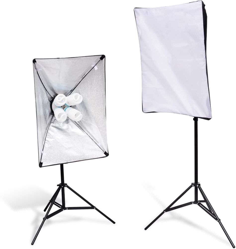 vidaXL Soportes de luces con softbox 2 unidades